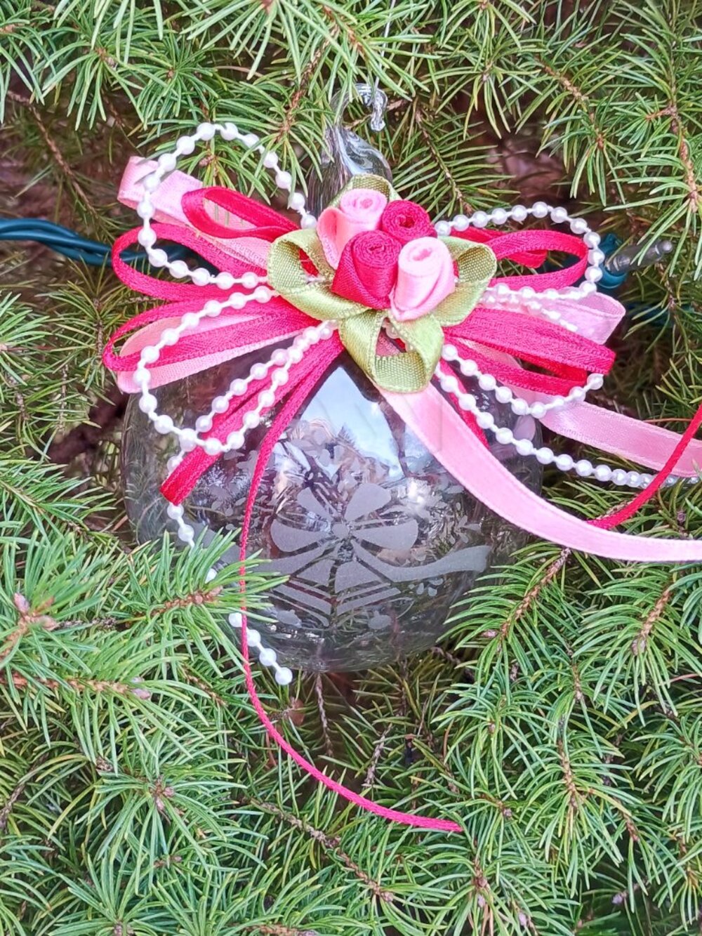 Vintage Princess House Crystal 3" Ball Ornament Christmas, #408 Bells, Orig Box